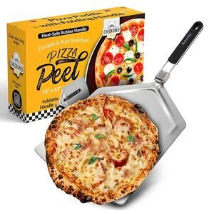 Stainless Steel Metal Pizza Paddle with Folding Handle, Pizza Peel - Extra Large